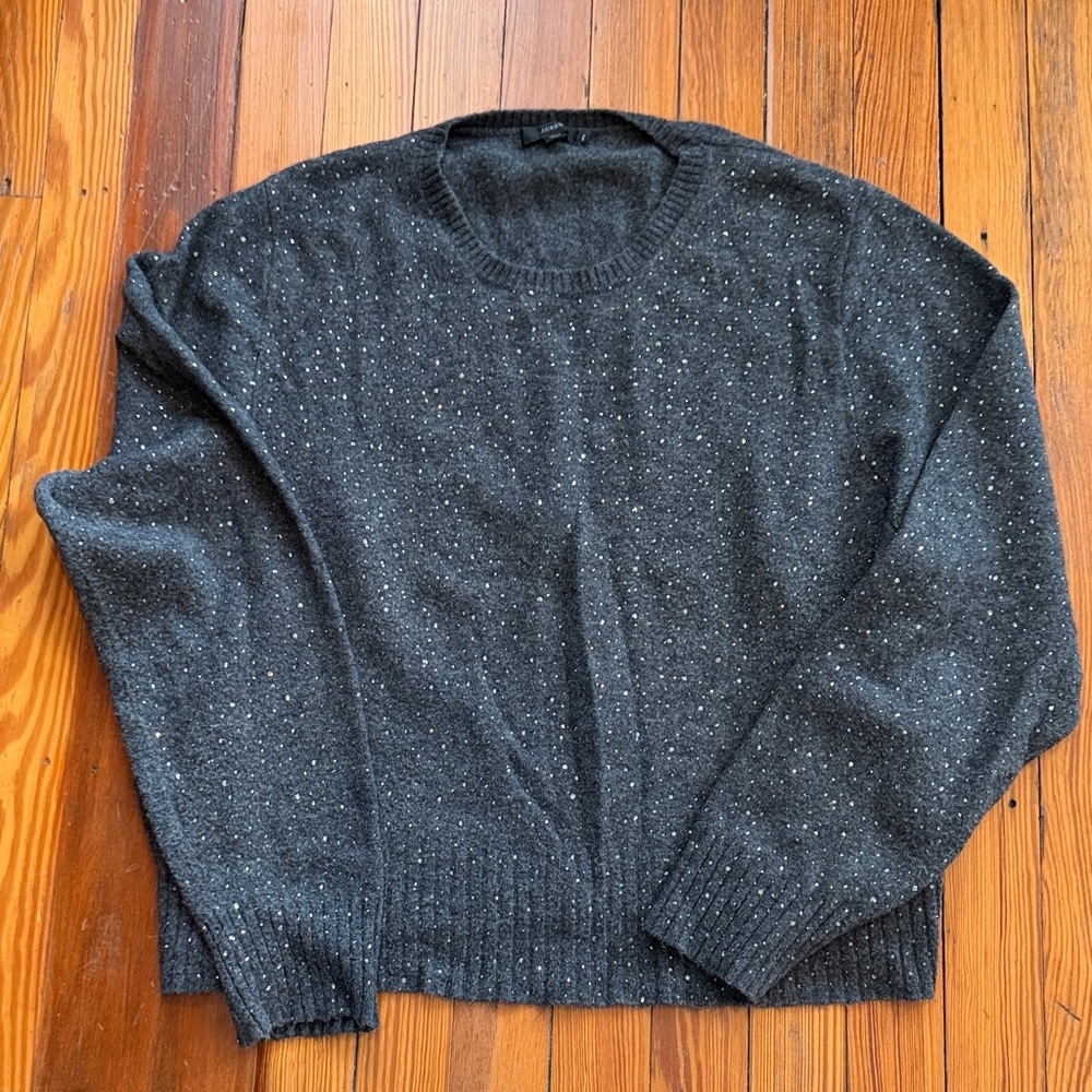 J Crew Dark Speckled Crewneck Sweater